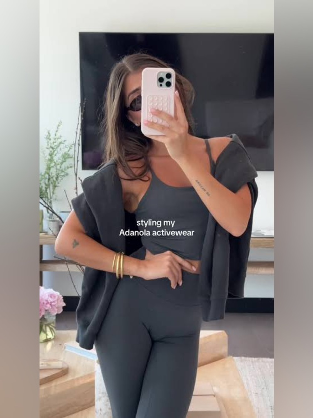 ADANOLA • Ultimate Dark Grey Tank and Leggings Workout Set